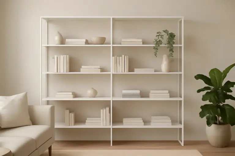 Librerie a giorno nello stile minimal: il trucco per non appesantire lo spazio con i libri a vista